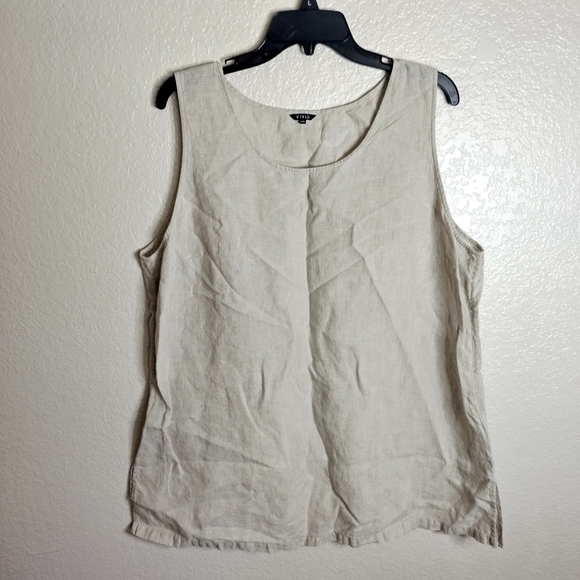 Vivid linen sleeveless crew neck lagenlook blouse sz 2Xl - Picture 1 of 7